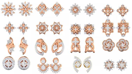 78 Women  Studs Earrings 3dm details 3D Model Collection