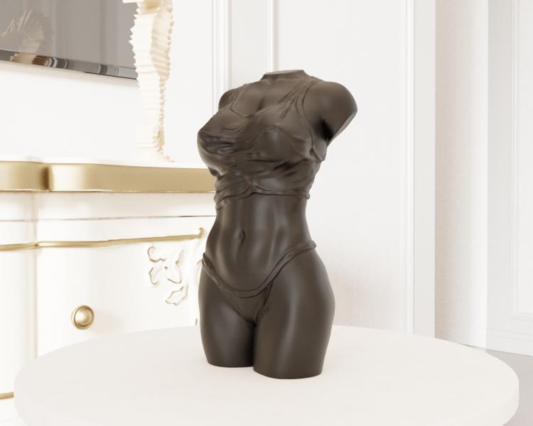 Sexy Woman in Panties and Shirt Sculpture STL File – Artistic Figurine Study 3D Printable Model