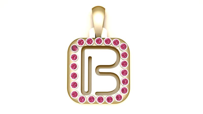 PRECIOUS ALPHABET B PENDANT 3D PRINTABLE MODEL