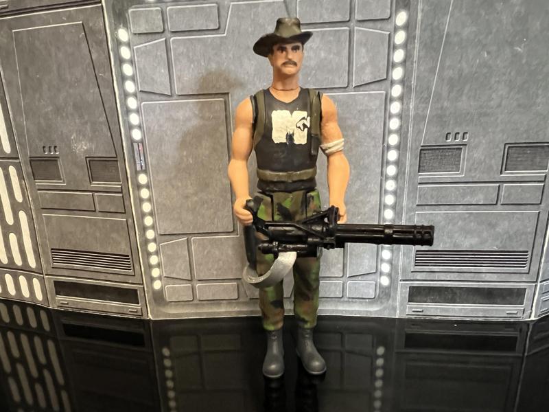 PREDATOR CUSTOM ACTION FIGURE. DUTCH'S TEAM, BLAINE JESSE VENTURA MINIGUN. KENNER, HASBRO, SUPER 7, 3.75", 1/18