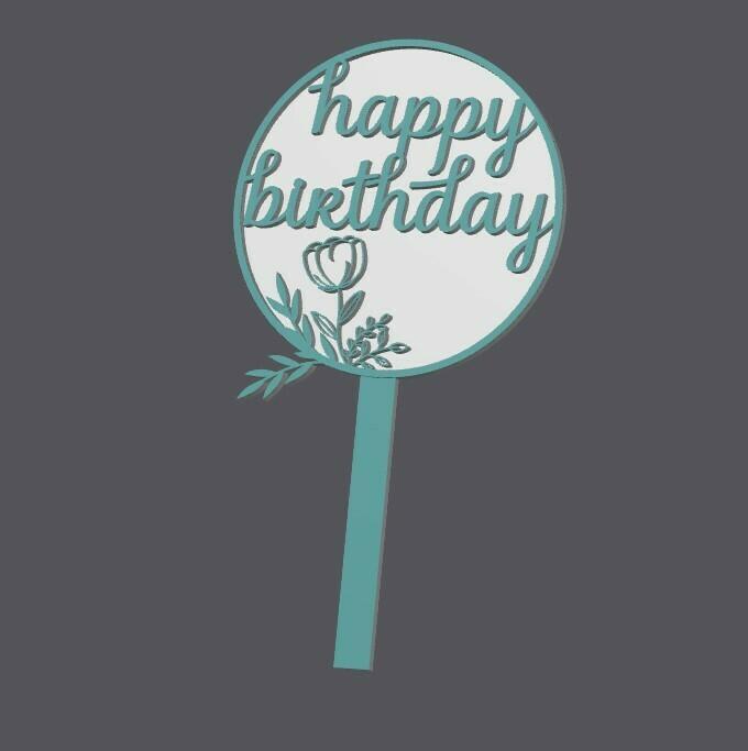 Cake Topper - Birthday - Floral