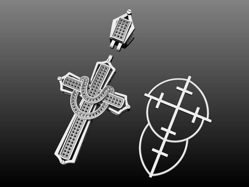 Elegant Gem Encrusted Infinity Cross Pendant