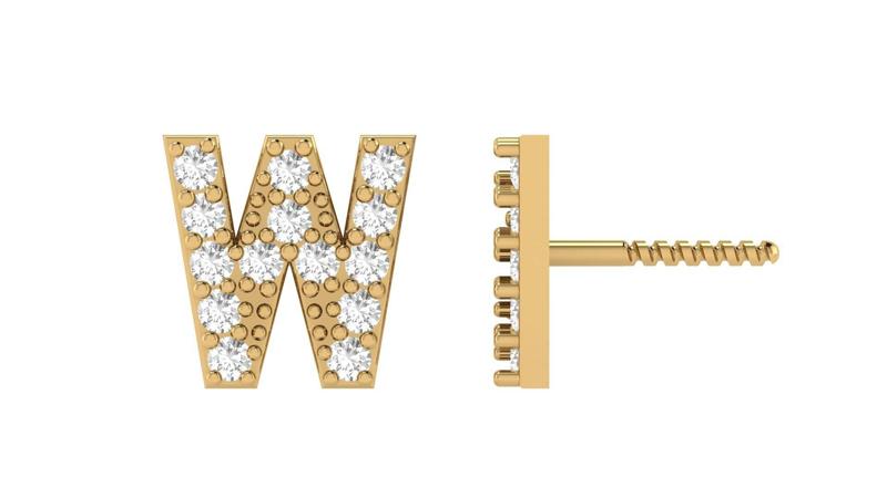 W Letter Alphabets Studs Earrings