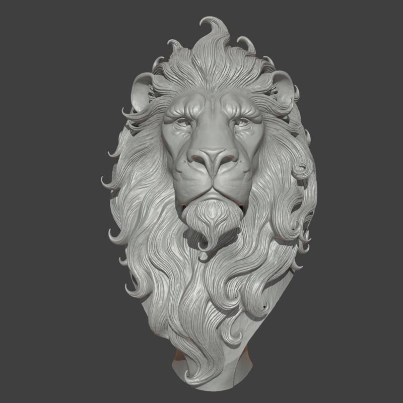 Majestic Lion Bust - Regal 3D Printable Sculpture