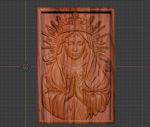 Virgin Mary Praying – 3D CNC Relief STL for Wood Carving