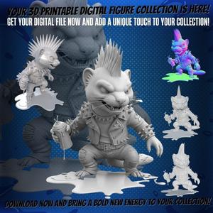 Punk Weasel Figure – 3D Printable STL Model – Rebellious Graffiti Artist Statue