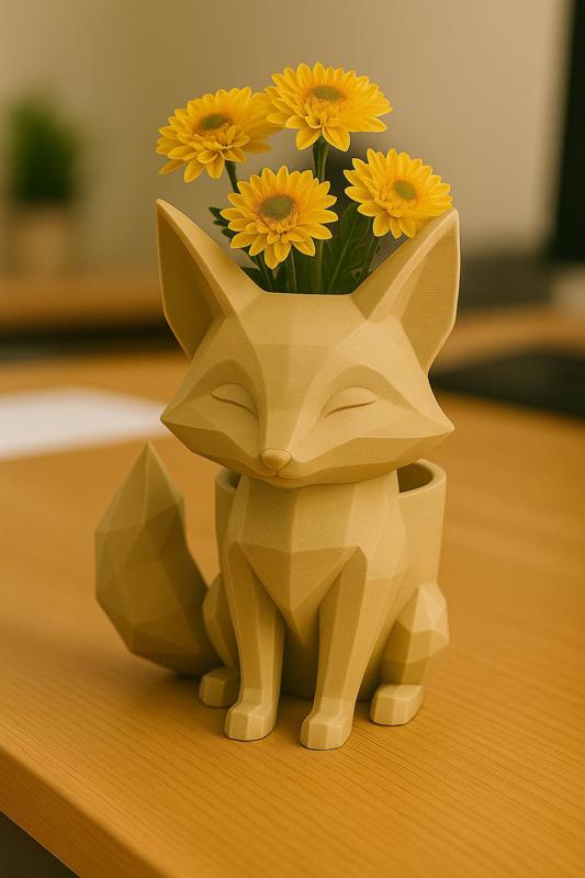 Low Poly Fox Planter – 3D Printable Cute Fox Flower Pot