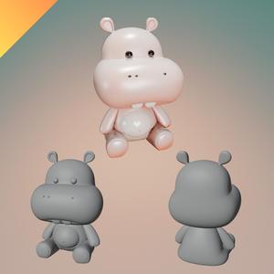 Cute Hippo Figurine – 3D Printable Hippopotamus STL + GLB File