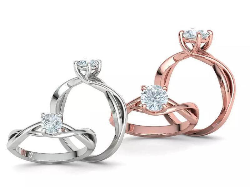 Trellis Solitaire Engagement Rings  Half Carat and One Carat  3D Model Collection