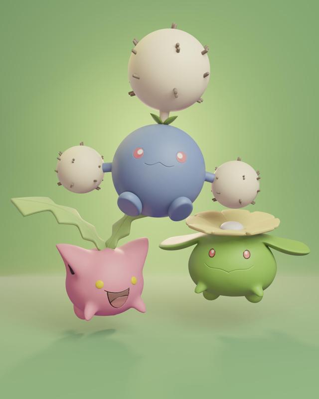 Pokemon - Hoppip, Skiploom and Jumpluff
