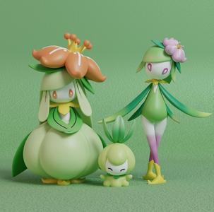 Pokemon - Petilil and Lilligant All Forms with 2 poses