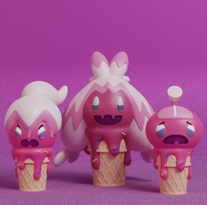 Pokemon - Ice Cream Tinkatink, Tinkatuff and Tinkaton
