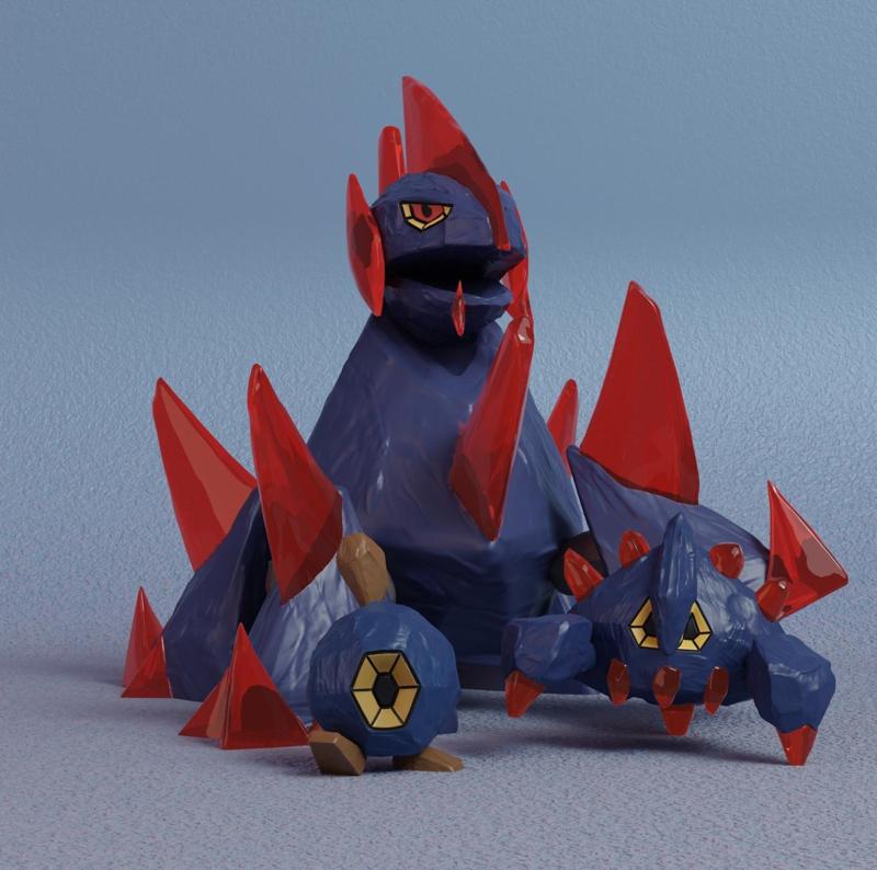 Pokemon - Roggenrola, Boldore and Gigalith  with 2 poses