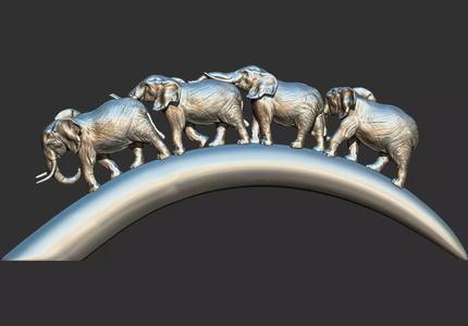Carved Ivory Elephant Bridge 3d printable model tusk V2