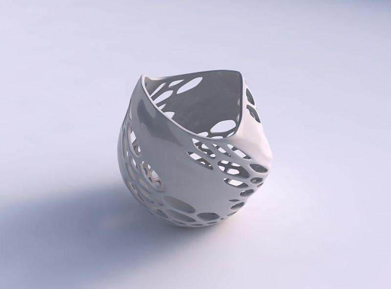 Bowl compressed and twisted with organic lattice and solid ce...