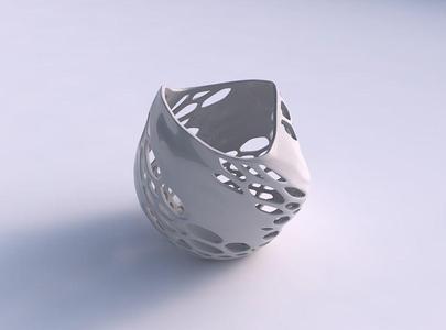 Bowl compressed and twisted with organic lattice and solid ce...