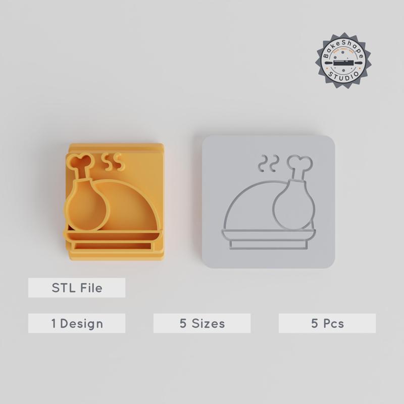 Turkey Stamp Tile Set, 5 Motif Sizes, Perfect for Clay, Cookies, Fondant & Soft Materials