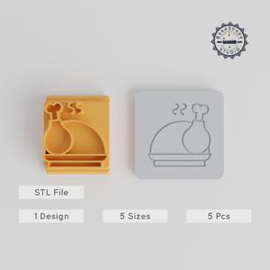 Turkey Stamp Tile Set, 5 Motif Sizes, Perfect for Clay, Cookies, Fondant & Soft Materials