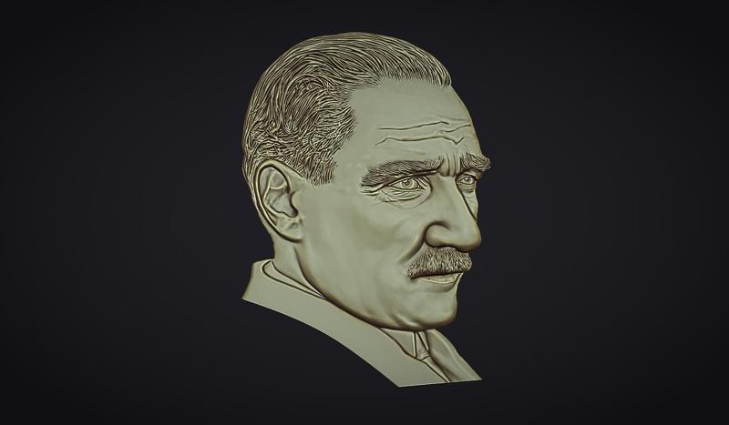 Gazi Mustafa Kemal Ataturk Bas Relief 3D Model