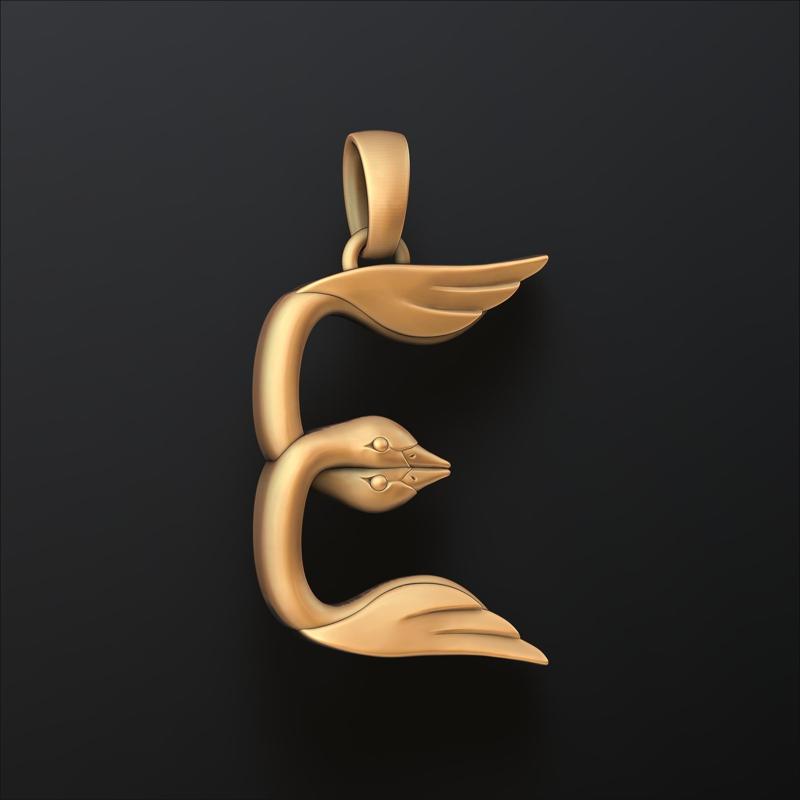 Bird Letter E Pendant 3D print model
