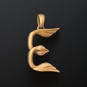Bird Letter E Pendant 3D print model