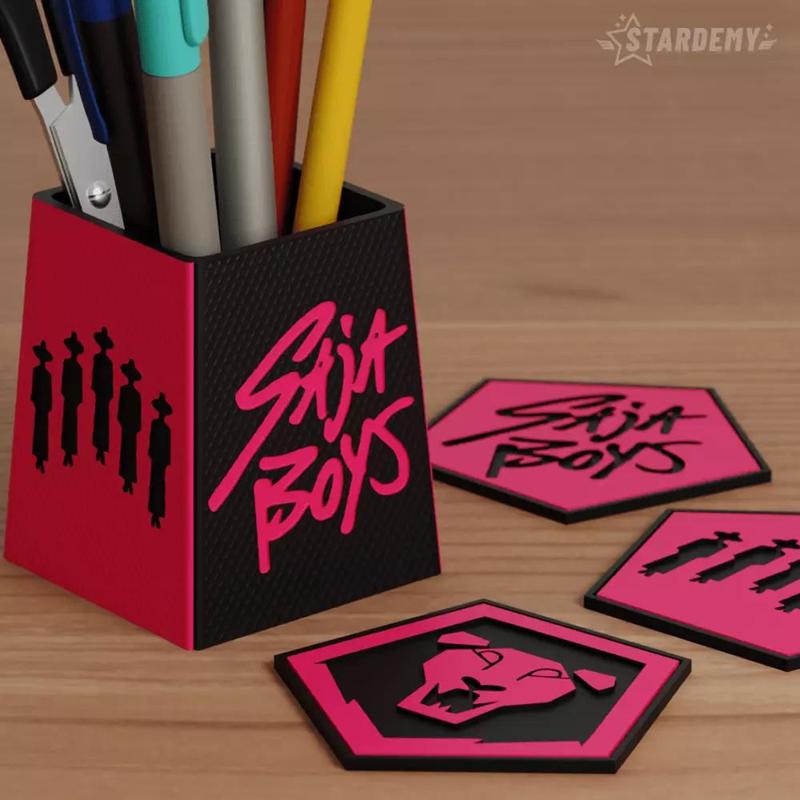Saja Boys Pen Holder Set Kpop Demon Hunter Coaster