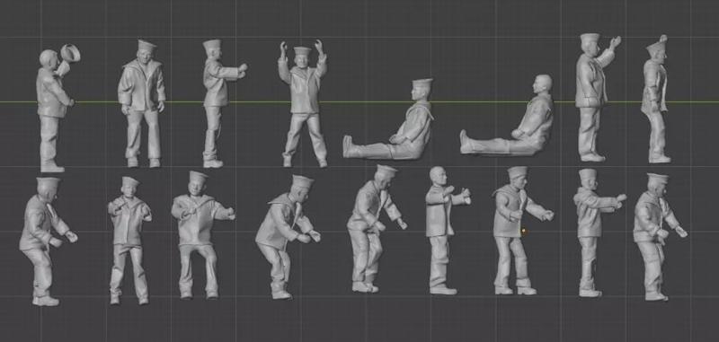 USA Navy crew figures WW2 various poses