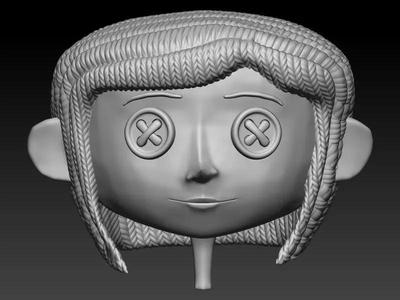 Coraline plushie head for custom doll
