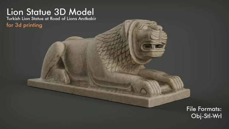 Turkish Lion Statue at Road of Lions Anitkabir