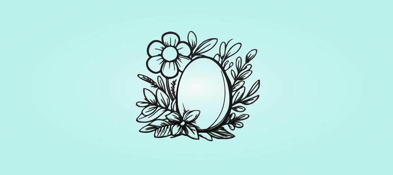 Decorative mural, Easter egg, flowers