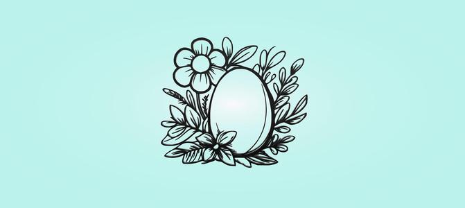 Decorative mural, Easter egg, flowers