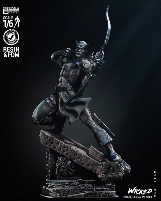 Wicked Marvel Hawkeye Sculpture Tested for 3D printing