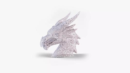 Voronoi Dragon Head Sculpture Lattice Art STL Printable