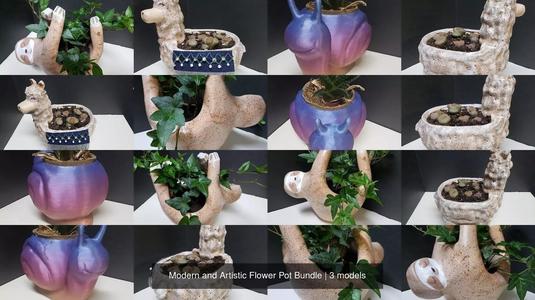 Modern and Artistic Flower Pot Bundle 3D Model Collection