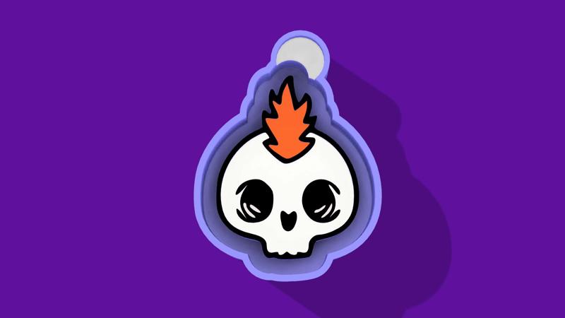 💀🎧 Punk Skull – Freshie, Keychain, Resin & Candle Mold