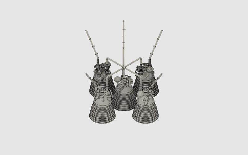 Saturn V Rocket - Second Stage J2 Engine & Pipes