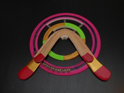Hanger for Aerobies, boomerangs and ring-like objects
