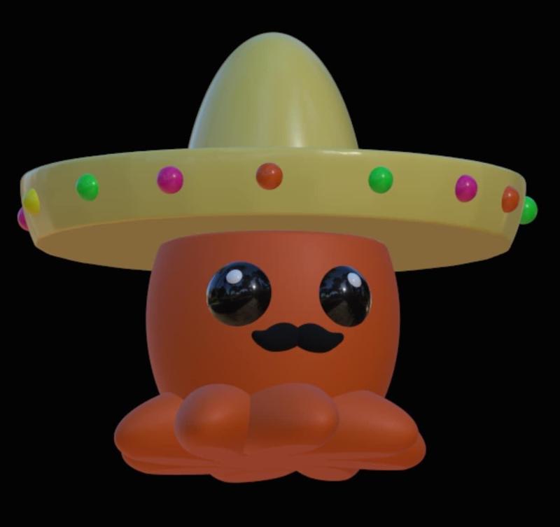 Pedro the Sombrero Octopus Clicky Fidget and Keychain