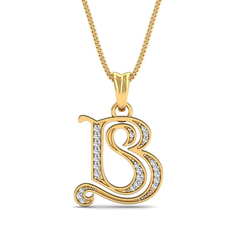 B S Initial  Diamond Pendant