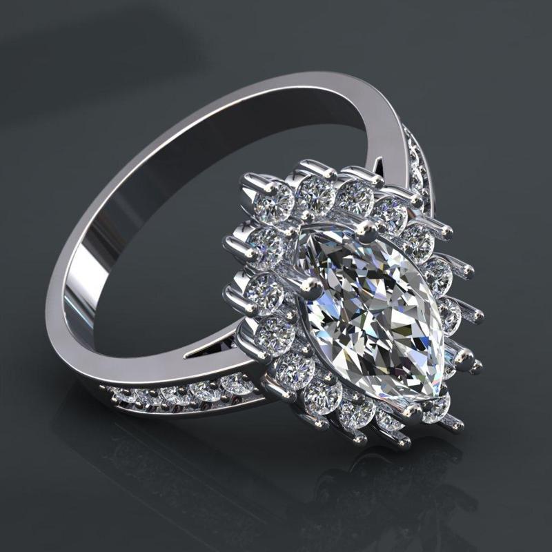 jewelry engagement ring - stone marquise 12x6mm - Printable STL