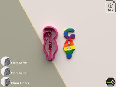 Polymer Clay Cutters GAY DANGLE| 5 Size 3 Cutter Versions | Digital Files for 3D Printing