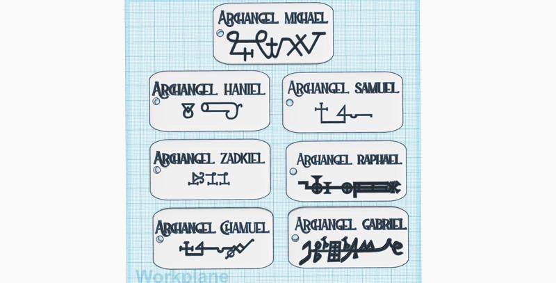 Seven Seals of Archangels, Grimoire Book of Spells, angel invocation, Archangels Sigils Signatures medallion, Archangel Michael, Archangel Gabriel, keychain