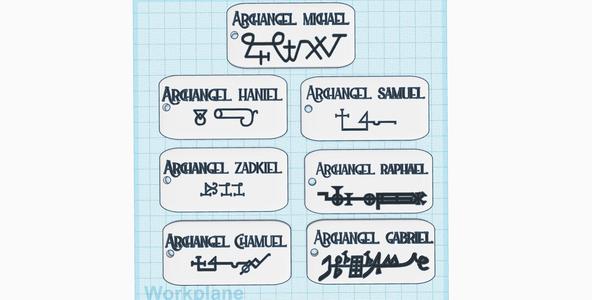 Seven Seals of Archangels, Grimoire Book of Spells, angel invocation, Archangels Sigils Signatures medallion, Archangel Michael, Archangel Gabriel, keychain