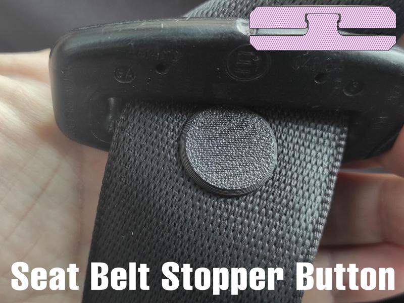 Snap-On Seat Belt Stopper Button/Retaining Clip