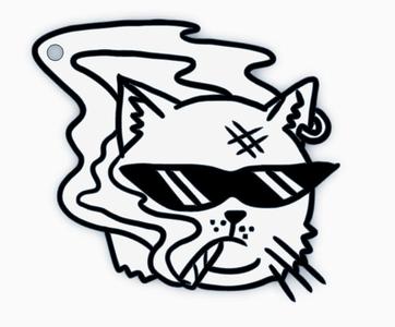 Smoking cat keychain 420