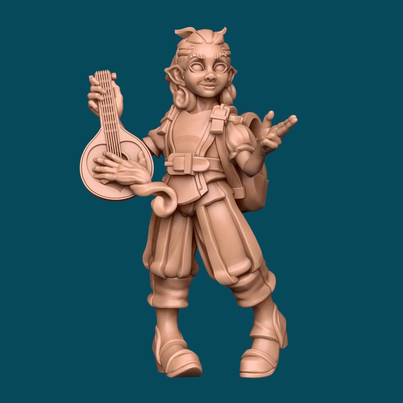 Waffle, a mischievous bard - dnd miniature [presupported]