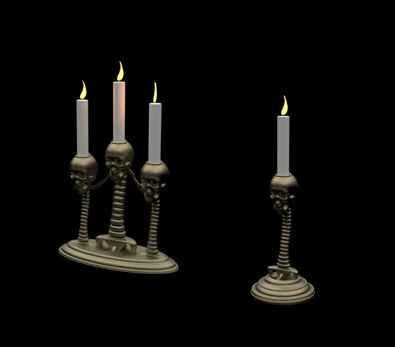 Candleholder CANDLE-HOLDER Skull Halloween | 1 and 3 slot version for 3D printing