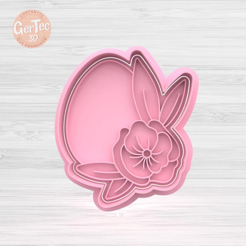BIG FLOWER EGG Cutter with Stamp / Cookie Cutter