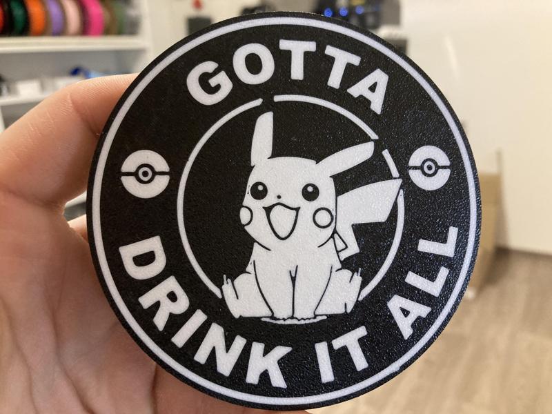 Pokemon Pikachu Drink it all coaster
