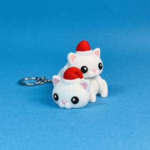 Cute Flexi Cat😺🎅 (Toy, Keychain & Magnet), Christmas